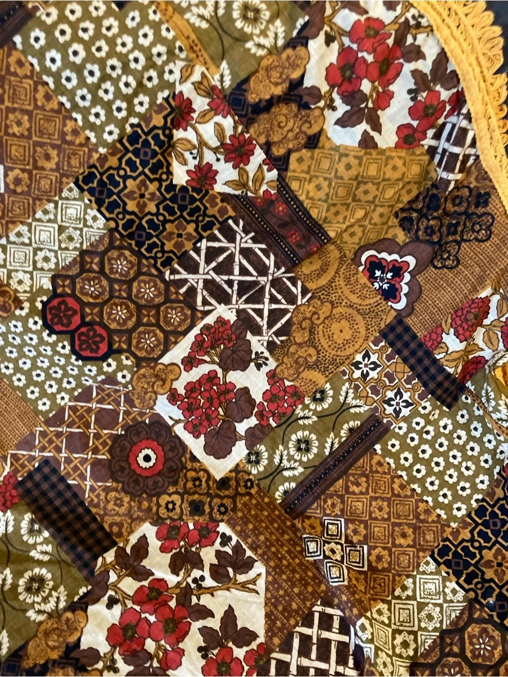 Vintage Tablecloth Round Fringe Harvest Gold MCM Vintage 50